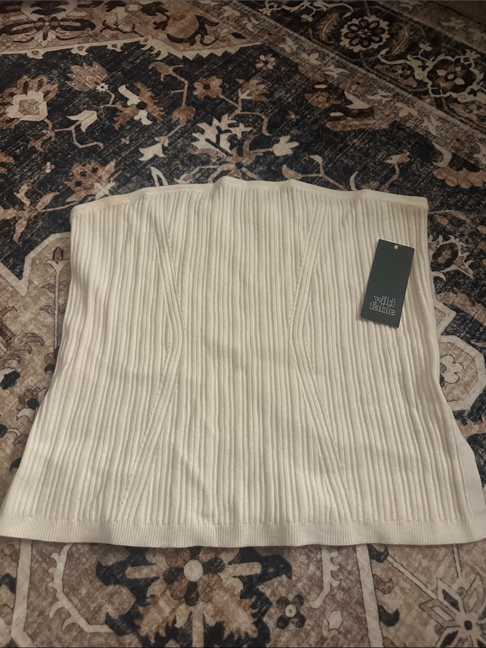 wild fable cream ribbed knit top